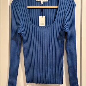 Veronica Beard Blue Ribbed Sweater